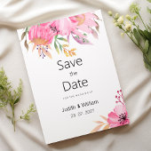 Waterverf botanische tuin bloemen Save the Date Kaart