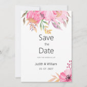 Waterverf botanische tuin bloemen Save the Date Kaart (Voorkant)