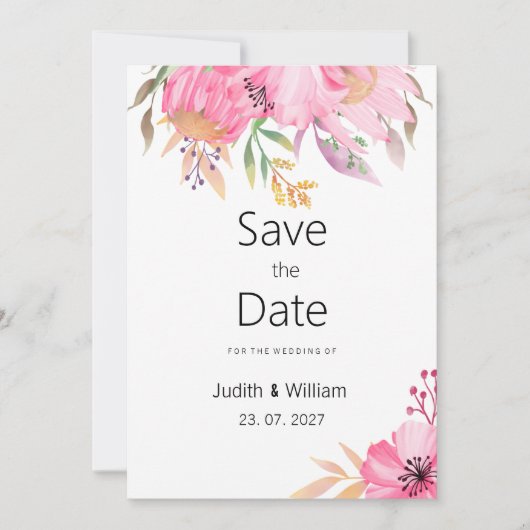 Waterverf botanische tuin bloemen Save the Date Kaart (Voorkant)