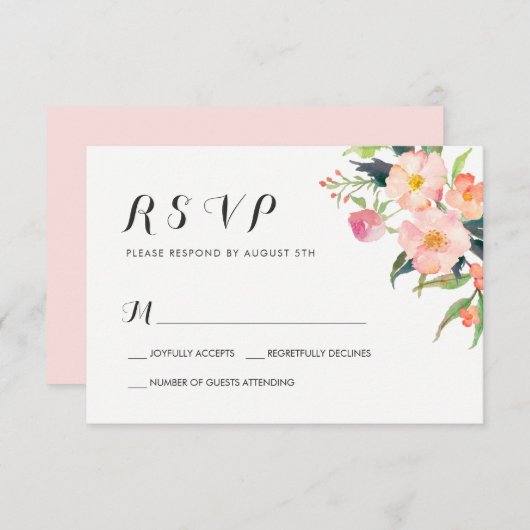 Waterverf botanische tuinen Floral RSVP respons (Voorkant / Achterkant)