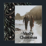 Waterverf botanische typografie feestdagenkaart<br><div class="desc">Moderne,  volledig afgeblazen foto elegant rustic waterverf droogde botanische florale gedempte kleuren kerstkaart. Sage groen,  jager groen,  zwart,  wit en bruin modern op trendkleur.</div>