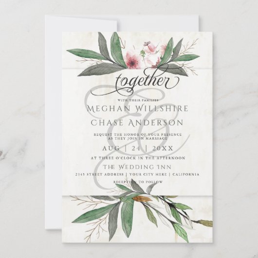 Waterverf Botanische uitnodiging tot weddenschap r (Voorkant)