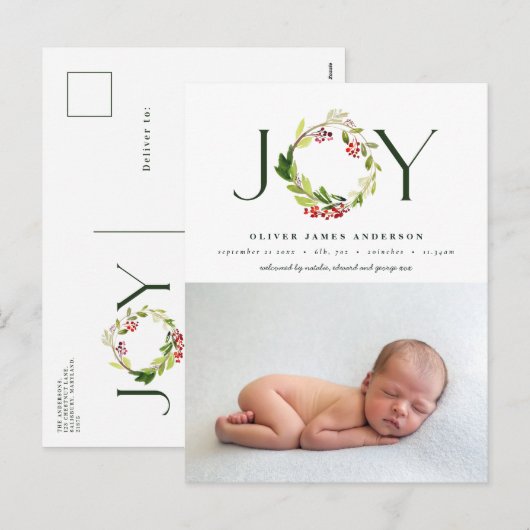 Waterverf botanische vakantie aankondiging (Voorkant / Achterkant)