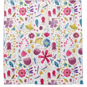 Waterverf Botanische verf van wilde bloemen Douchegordijn (Voorkant)