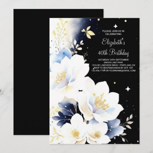 Waterverf Botanische Verrassing 40e Verjaardag Kaart (Voorkant / Achterkant)