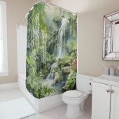Waterverf Botanische waterval Oase Douchegordijn (In situ)