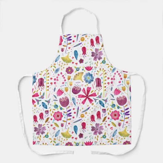 Waterverf Botanische Wildbloemkunst Schort (Voorkant)