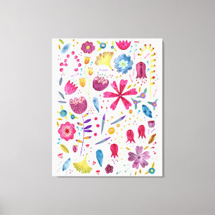 Waterverf Botanische wilde bloem Hedgerow schilder Canvas Afdruk