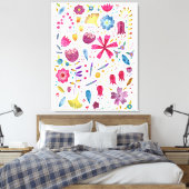 Waterverf Botanische wilde bloem Hedgerow schilder Canvas Afdruk (Insitu (Slaapkamer))