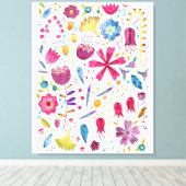 Waterverf Botanische wilde bloem Hedgerow schilder Canvas Afdruk (Insitu (Houten vloer))