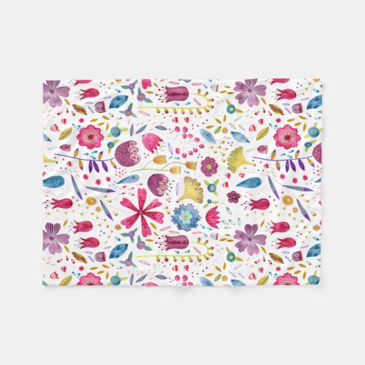 Waterverf Botanische wilde bloem Hedgerow schilder Fleece Deken (Voorkant (Horizontaal))