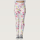 Waterverf Botanische wilde bloem Hedgerow schilder Leggings (Voorkant)