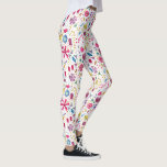 Waterverf Botanische wilde bloem Hedgerow schilder Leggings<br><div class="desc">Een  modern schilderij van de waterverf van bloemen en bladeren in rijke herfstkleuren,  verspreid over een witte achtergrond.</div>