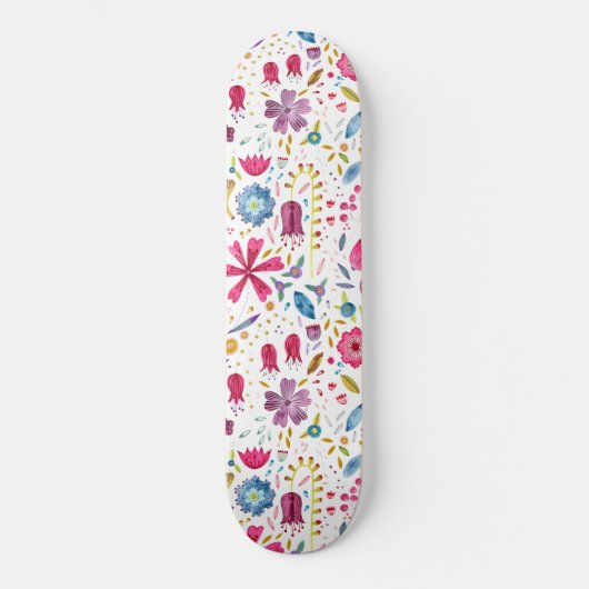 Waterverf Botanische wilde bloem Hedgerow schilder Persoonlijk Skateboard (Voorkant)