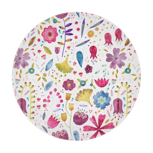 Waterverf Botanische wilde bloem Hedgerow schilder Snijplank (Voorkant)