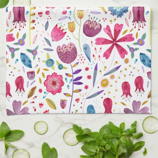 Waterverf Botanische wilde bloem Hedgerow schilder Theedoek (Gevouwen)