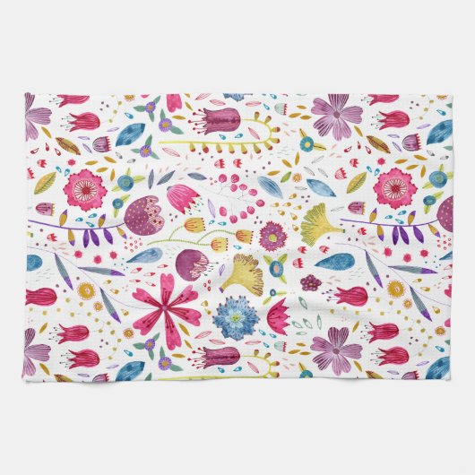 Waterverf Botanische wilde bloem Hedgerow schilder Theedoek (Horizontaal)