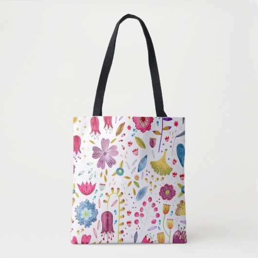 Waterverf Botanische wilde bloem Hedgerow Tote Bag (Voorkant)