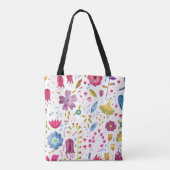 Waterverf Botanische wilde bloem Hedgerow Tote Bag (Achterkant)
