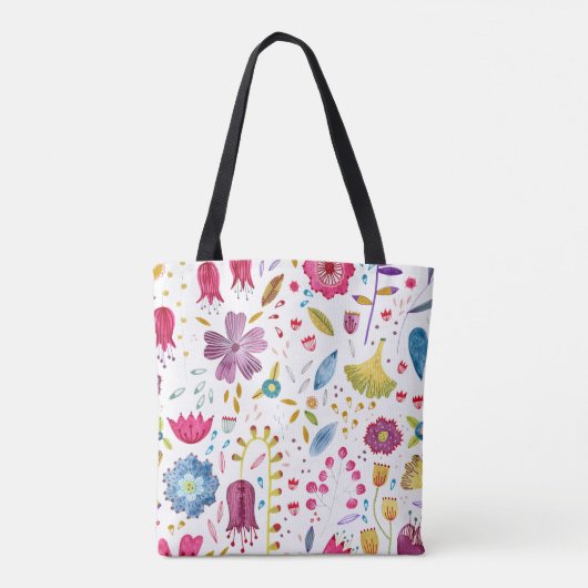 Waterverf Botanische wilde bloem Hedgerow Tote Bag (Achterkant)