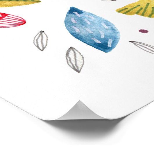 Waterverf Botanische wilde bloem Poster (Hoek)