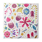 Waterverf Botanische wilde bloem Tegeltje (Voorkant)