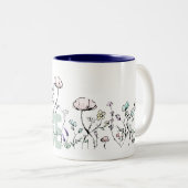 Waterverf Botanische Wilde Bloemen School Verpleeg Tweekleurige Koffiemok (Voorkant rechts)