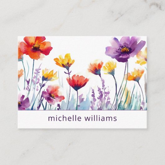 Waterverf botanische wilde bloemen visitekaartje (Voorkant)