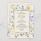 Waterverf Botanische Wildflower & QR Code Wedding Kaart (Voorkant / Achterkant)