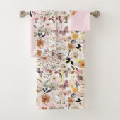 Waterverf Botanische Wildflower Vlinder Initialen Bad Handdoek (Insitu)