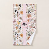Waterverf Botanische Wildflower Vlinder Initialen Bad Handdoek (Handdoek)