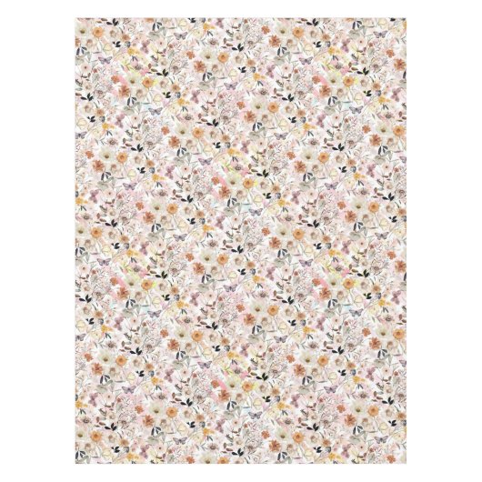 Waterverf Botanische Wildflower Vlinder Initialen Tafelkleed (Voorkant)