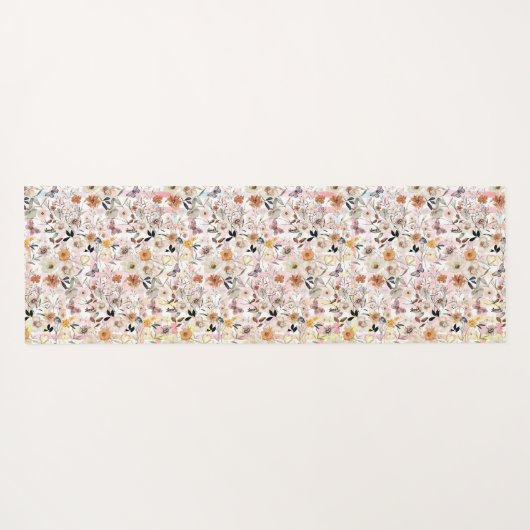 Waterverf Botanische Wildflower Vlinder Initialen Yogamat (Achterkant (horizontaal))