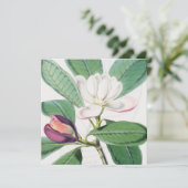 Waterverf Botanische witte Magnolia & groene blade Feestdagenkaart (Staand voorkant)