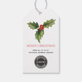 Waterverf Botanische Zaken Logo Christmas Cadeaulabel (Voorkant)