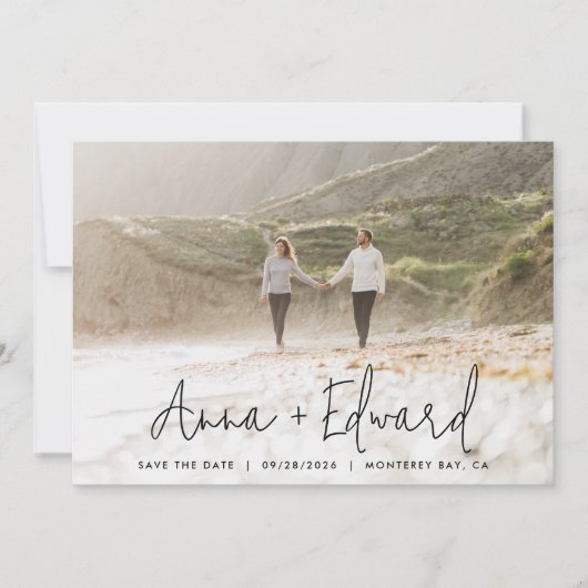 Waterverf botanische zwarte foto S Save The Date (Voorkant)