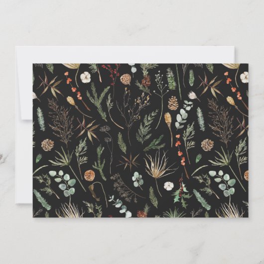 Waterverf botanische zwarte moderne minimum save the date (Achterkant)