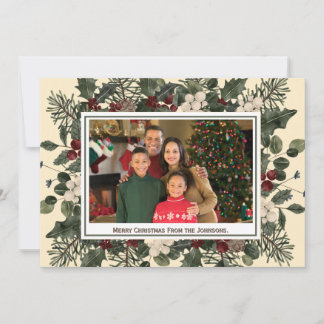 Waterverf Botercreme Gele Foto Kerstkaart Kaart