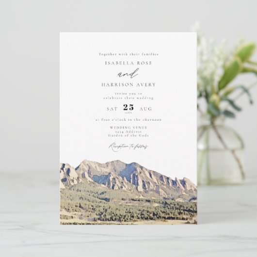 Waterverf Boulder Colorado Flatirons Wedding Kaart (Staand voorkant)