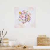  Waterverf Bouquet (1) Poster (Keuken)