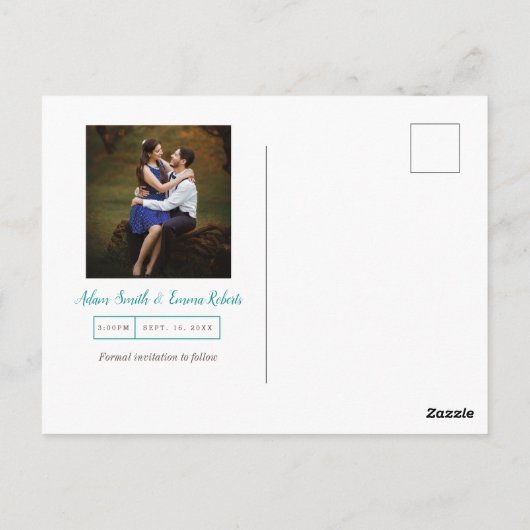 Waterverf Bouquet bespaart de datum van het huweli Briefkaart (Achterkant)