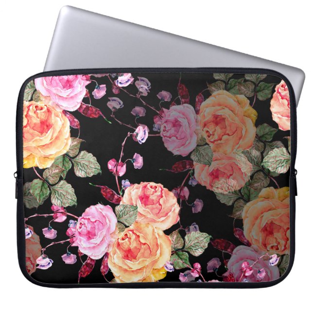 Waterverf bouquet bloemen met bloemen laptop sleeve (Voorkant)