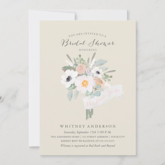 Waterverf Bouquet Bridal Shower Kaart (Voorkant)