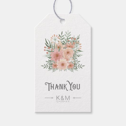Waterverf Bouquet Dank u Blush ID654 Cadeaulabel (Voorkant)