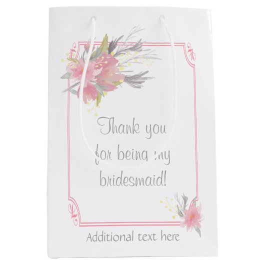 Waterverf Bouquet Floral Bridesmaid Gift Wedding Medium Cadeauzakje (Voorkant)