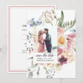 Waterverf Bouquet | Foto's opslaan D Save The Date (Voorkant / Achterkant)