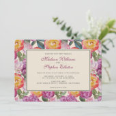 Waterverf Bouquet, kleurrijke Floral - bruiloft Kaart (Staand voorkant)