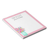 Waterverf Bouquet Mason Jar Flowers gepersonalisee Notitieblok (Schuin)