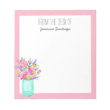 Waterverf Bouquet Mason Jar Flowers gepersonalisee