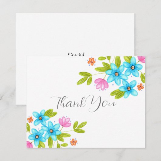 Waterverf Bouquet met meerdere kleuren Bedankkaart (Voorkant / Achterkant)